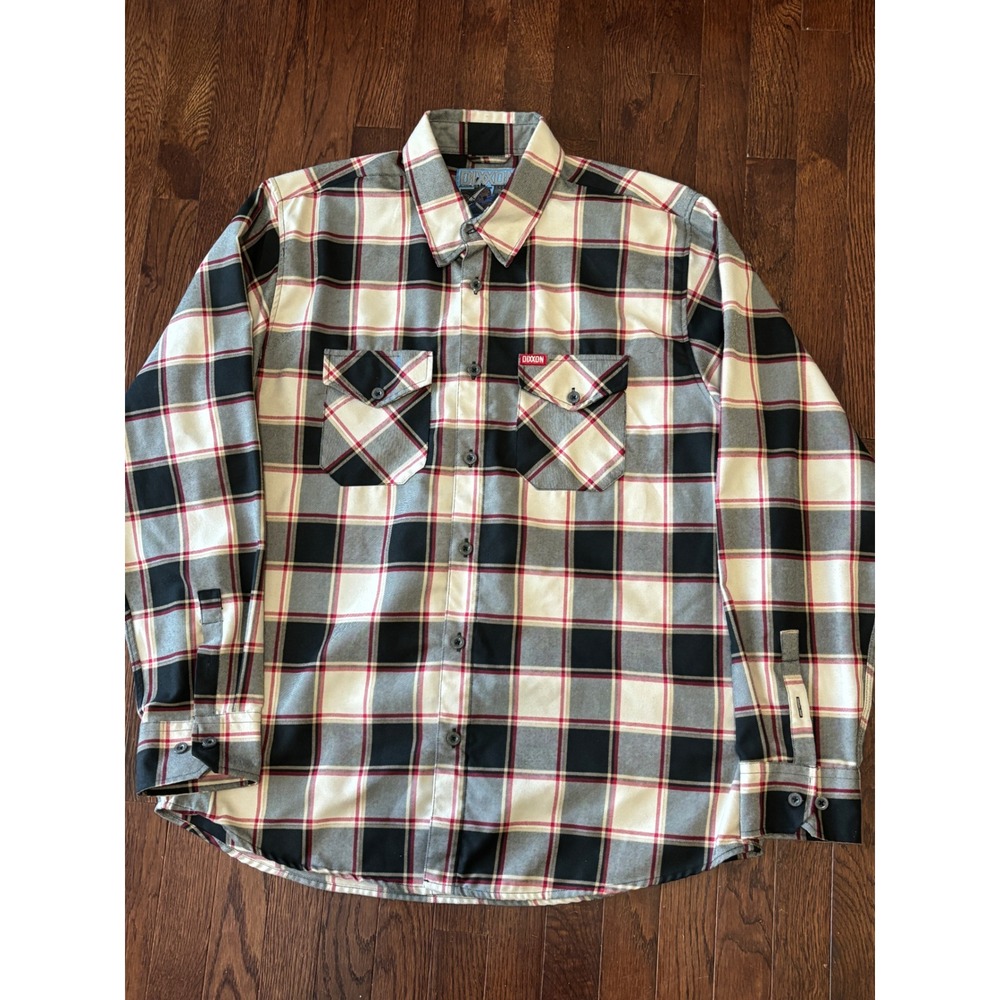 Dixxon Flannel Co The Johnstown Plaid Shirt Mens XL Black White Grey Red D-Tech